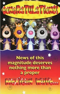 'CONGRATULATIONS! - DESERVES A MEXICAN WAVE' GREETINGS CARD & ENVELOPE 9"x 6" - Picture 1 of 3