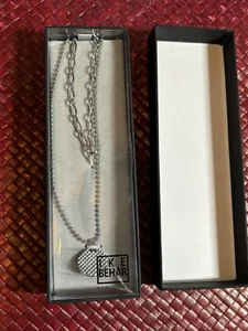 Herren Ike Behar 2 Stück Halskette Set Silber Kreis Charm Neu im Karton - Bild 1 von 5