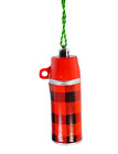 Plaid Water Bottle Christmas Ornament Red Thermos Bottle Holiday Decor Can Gifts