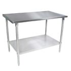 John Boos ST6-2448SSK 48"W x 24"D Stainless Steel Work Table Adjust. Undershelf