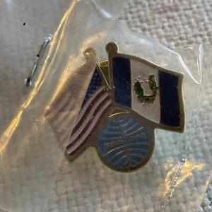 PAN AM American Pin Airways Airlines Double Flag USA Guatemala Vintage - Picture 1 of 1
