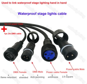 1Set Accesorios Iluminación Cable de señal DMX 2m Outdoor Waterproof Power cable - Picture 1 of 4