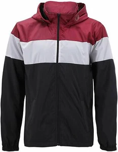 Men’s Red Label Hooded Nylon Zip Up Lightweight Athletic Windbreaker Rain Jacket - Picture 1 of 3