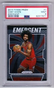 Coby White RC 2019-20 Panini Prizm Emergent Rookie PSA 9 Chicago Bulls - Picture 1 of 2