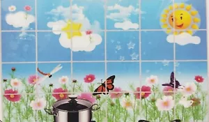 HERD BACKSPLASH AUFKLEBER/WANDTATTOO (35" x 23") SONNE, SCHMETTERLINGE & BLUMEN - Bild 1 von 8