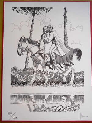 MILO MANARA STAMPA 39 X 29 CM FELLINI LO SCEICCO BIANCO SIGLATA ORIGINALE