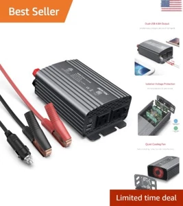 Portable High-Powered 500W Power Inverter with USB Car Charger - Dual Outlets - Picture 1 of 10