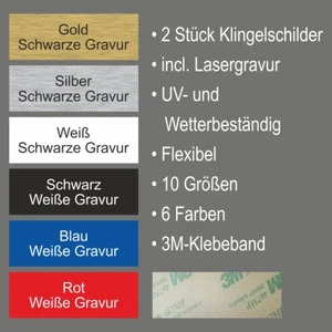 2 Stück Klingelschild Türschild Namensschild Briefkastenschild mit Gravur - Bild 1 von 9