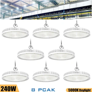 8Pack Garage Warehouse UFO High Bay Light (Eqv.1000W MH/HPS) 240W LED Shop Light - Picture 1 of 11