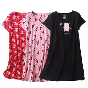 Women Short Sleeve Sleepwear Nightshirt Nightdress Nightie PJ Soft Loose Pyjamas - Picture 1 of 102