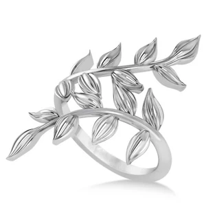 Handmade Olive Leaf Vine Plain Metal Women's Fine Ring In Solid 950 Platinum - Picture 1 of 6