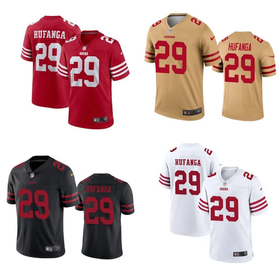 Talanoa Hufanga 49ers Men stitched Jersey White / Black / Red / Gold