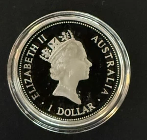 1996 P AUSTRALIAN 1 OZ. .999 SILVER PROOF KOOKBURRA DOLLAR COIN - Picture 1 of 2