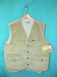 NWT! Vtg 70s LEE STORM RIDER CORDUROY VEST, 50/50 COTTON POLY,SHERPA LINED, Sz L - Picture 1 of 13