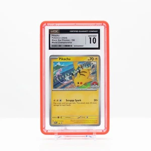 Pokemon Pikachu #190 (World's Stamp 2024) Black Star Promo - CGC 10 Gem Mint - Picture 1 of 4
