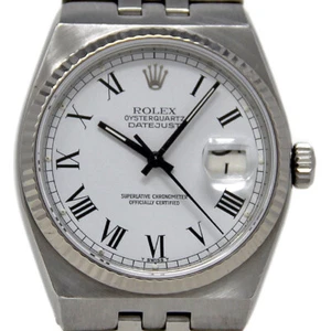 Rolex Datejust Oysterquartz 17014 36mm Steel White Gold Fluted *2YRWARRANTY #571 - Picture 1 of 5