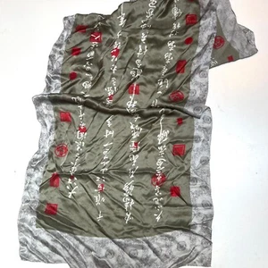 "Bufanda Choyers 100 % seda japonesa verde gris rectangular 20x66"" nueva con etiquetas" - Imagen 1 de 5