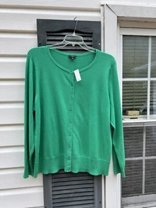 NWT Talbots Pretty Emerald Green Long Sleeve Charming Cardigan 2X 18W 20W - Picture 1 of 4