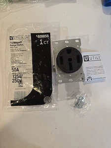 Utilitech Flushmount Range Outlet 0409859 50A-125V/250V 14-50R~NEW~ - Picture 1 of 8