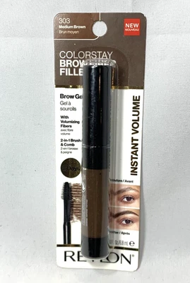 Revlon Colorstay Brow Fiber Filler Brow Gel 303 Medium Brown Instant Volume - Image 1 of 2