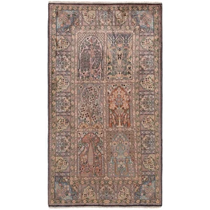 Tappeto Orientale In Kashmir Di Seta 160X90 Cm Fatto A Mano Rosa - Picture 1 of 9