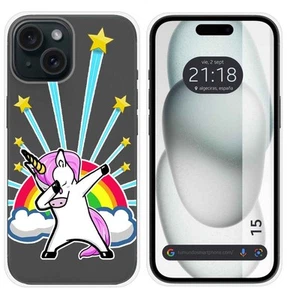 Funda Silicona Transparente compatible con Iphone 15 (6.1) diseño Unicornio Dibu - Imagen 1 de 1