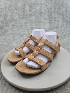 Vionic Strappy Slingback Sandals Womens Size 9 Tan Cork Hook & Loop Open Toe - Picture 1 of 11