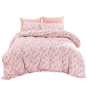 3 Piece Blush Pink Paisley Duvet Cover Set Queen Size, Soft Floral Print Micr... - Picture 1 of 7
