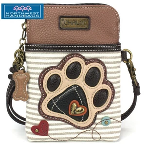IVORY PAWPRINT DOG CELLPHONE CROSSBODY PURSE STRIPED CHALA - Picture 1 of 6
