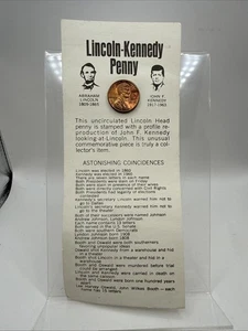 Penny Lincoln Kennedy 1974 e coincidenze sorprendenti JFK Cent Card - Foto 1 di 3