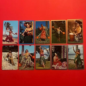(10) single HULA GIRLS playing cards - vintage 1950's - EXOTIC hawaii WAHINE - Picture 1 of 1