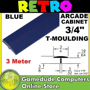 T-Moulding BLUE 3/4inch/18mm Wide (Sold per 3Meter) for Arcade Cabinets - 06 - Picture 1 of 1