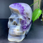 1Pc Natural Agate Crystal Quartz Crystal Hand Carved Skull Reiki Healing Gift