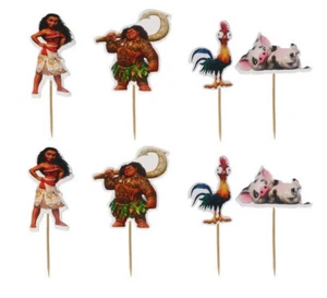 TOPPERS DISNEY PRINCES MOANA Fiesta de Cumpleaños PASTEL o CUPCAKE 12 selecciones de cartulina - Imagen 1 de 1