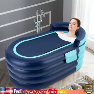 Portable Folding Inflatable Bathtub Adult Kids Spa Bath Tub Warm Pool W/Air Pump - Picture 1 of 19