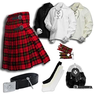 Wallace Tartan Kilt Set - 08 Piezas Kilt Accesorios para Hombre, Conjunto Escocés - Imagen 1 de 6