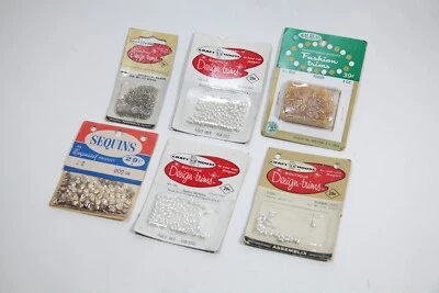 Vintage Craft Beads Sequins Bugle Rocaille Crafthouse Design Trims - Lot of 6  - Image 1 of 4