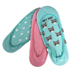 Hot Sox Women's 3-Pk. Assorted mixed color Cat Liner Socks #15 - Picture 1 of 8