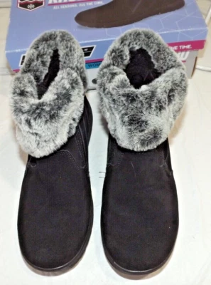 Khombu Womens Black Jessica 1323908 Leather Faux Fur Memory Foam Bootie Size 10 - Image 1 of 4