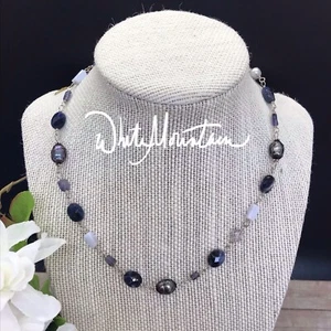 Silpada Sterling Silver Sodalite Blue Lace Chalcedony Pearl Necklace N1308 - Picture 1 of 4