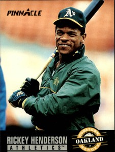 1993 Pinnacle Oakland Athletics Baseball Card #308 Rickey Henderson HH