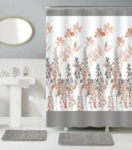 15 Piece Ultra Soft Memory Foam Bath Rug Shower Set. (Nicole/ Grey) - Picture 1 of 1