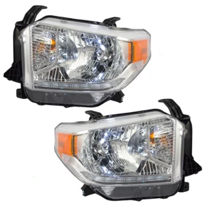 Fits Toyota Tundra 14-17 w/ Leveling & LED DRL Set Halogen Headight Chrome Bezel - Picture 1 of 8