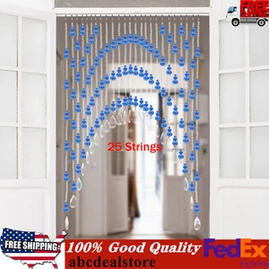 25 Strings Of Luxury Door Curtains Room Partitions Crystal Glass Beads Decor - Picture 1 of 15