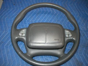 1993-97 FIREBIRD TA GREY LEATHER STEERING WHEEL + RADIO CONTROLS + HORN PAD GM - Picture 1 of 11