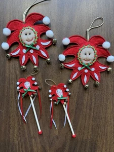 (4) Vintage Filz Narr Weihnachtsschmuck - Handarbeit, Glocken & Bänder Retro14 - Bild 1 von 7
