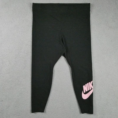 耐克打底裤女式 2X 黑色粉色 Swoosh 大码弹力裤 DC6950-014 — 第 1/4 张图片