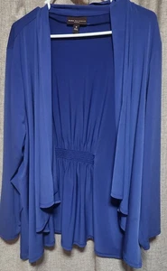 Dana Buchman Damen 3X blau royal drapiert vorne offen Cardigan Top Stretch Strick LS - Bild 1 von 9