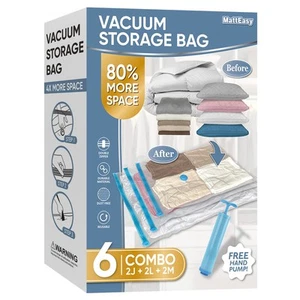 Space Saver Vacuum Storage Bags, 6 Pack Combo (2 Jumbo/2 Large/2 Medium) Spac... - Picture 1 of 7
