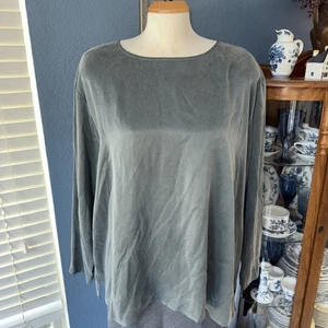 Neu ohne Etikett Eileen Fisher Damengröße 2X blau Fichte Seide Charmeuse Top - Bild 1 von 13